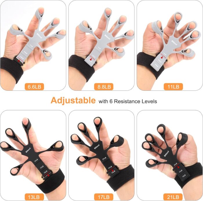 Grip Strength Trainer Kit with Hand Gripper Strengthener, Finger Exerciser, Forearm Workout Ring, Double-Sided Finger Stretcher(Gripster) and Stress Relief Ball - Image 4