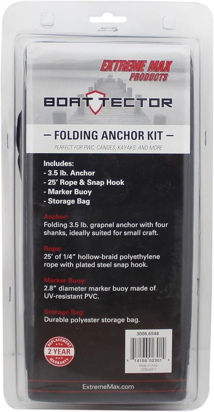 Extreme Max 3006.6548 BoatTector Complete Grapnel Anchor Kit for Small Boats, Kayaks, PWC, Jet Ski, Paddle Boards, etc. - 3.5 lbs. - Image 7