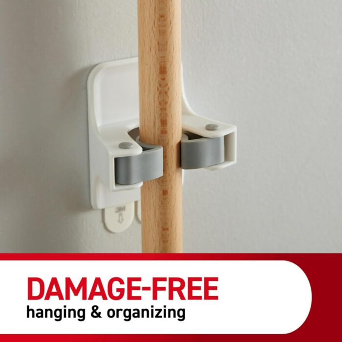 Command Broom and Mop Grippers, 2 Hangers and 4 Command Strips, Damage Free Hanging Wall Mount Broom and Mop Holder, Household Cleaning Organizer for Organization and Storage, Holds up to 4 lb - Image 7