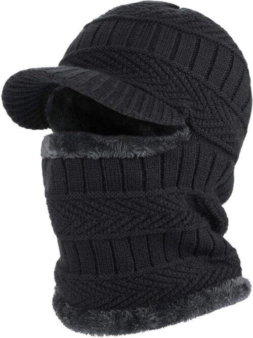 Winter Knitted Balaclava Beanie Hat Warm Cycling Ski Mask, Women Windproof Hood, Balaclavas Heavyweight Thermal Fleece