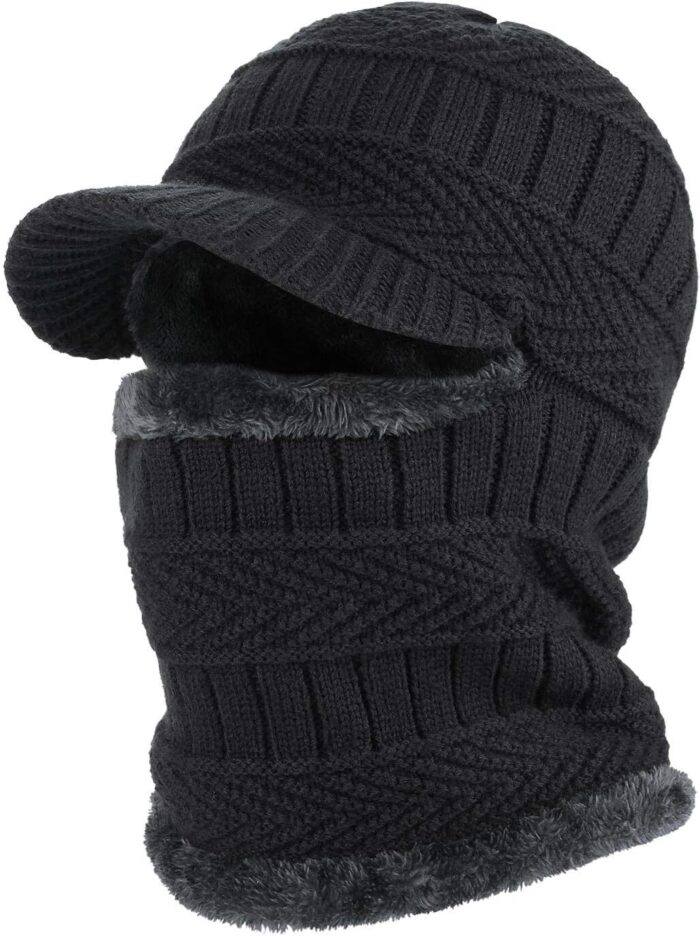 Winter Knitted Balaclava Beanie Hat Warm Cycling Ski Mask, Women Windproof Hood, Balaclavas Heavyweight Thermal Fleece