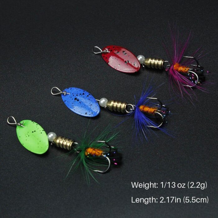 FouceClaus 10pcs Spinner Lures Baits with Tackle Box, Bass Trout Salmon Hard Metal Rooster Tail Fishing Lures Kit - Image 6