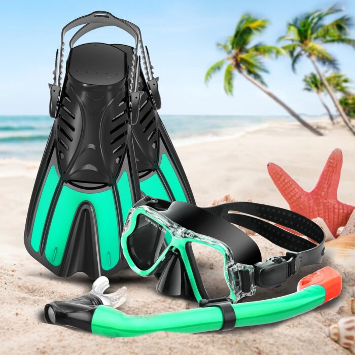 Snorkeling Gear for Kids Ages 6-14, 4 in 1 Kids Mask Fins Snorkel Set with Panoramic View Anti Fog Mask, Dry Top Snorkel, Trek Fins and Travel Bag, Kids Snorkel Set for Youth Teens Junior - Image 7