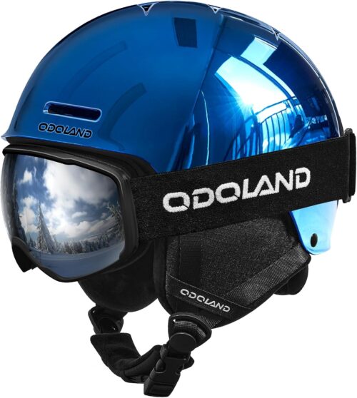 Odoland Kids Ski Helmet, Snow Helmet with Ski Goggles, Shockproof, Windproof, Safety Snow Sports Helmets and Protective Goggles for Boys Girls and Youth