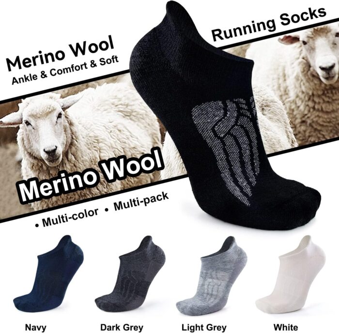 Busy Socks Merino Wool Compression Support Ankle Running Hiking Socks for Men Women, Soft Thick Cushion Tab Socks 3/6 Pairs - Image 4