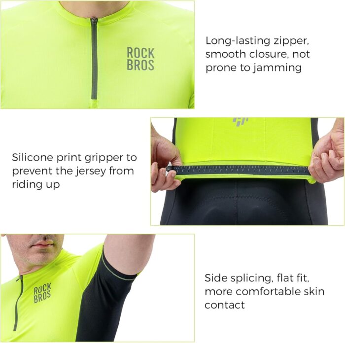 ROCKBROS Cycling Jersey Men Short Sleeve Half Zipper with 3 Rear Pockets Bike Jersey for Men Cycling Quick Dry Bike Shirts - Image 2