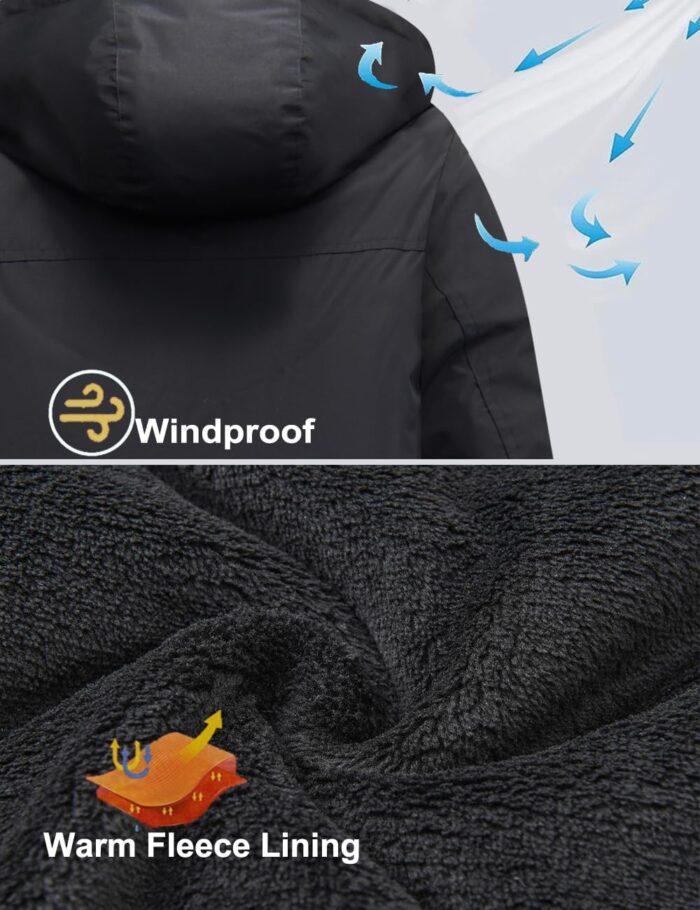 Boys Waterproof Ski Jacket Warm Winter Fleece Snow Coat Kids Outdoor Hooded Snowboard Jacket - Image 5