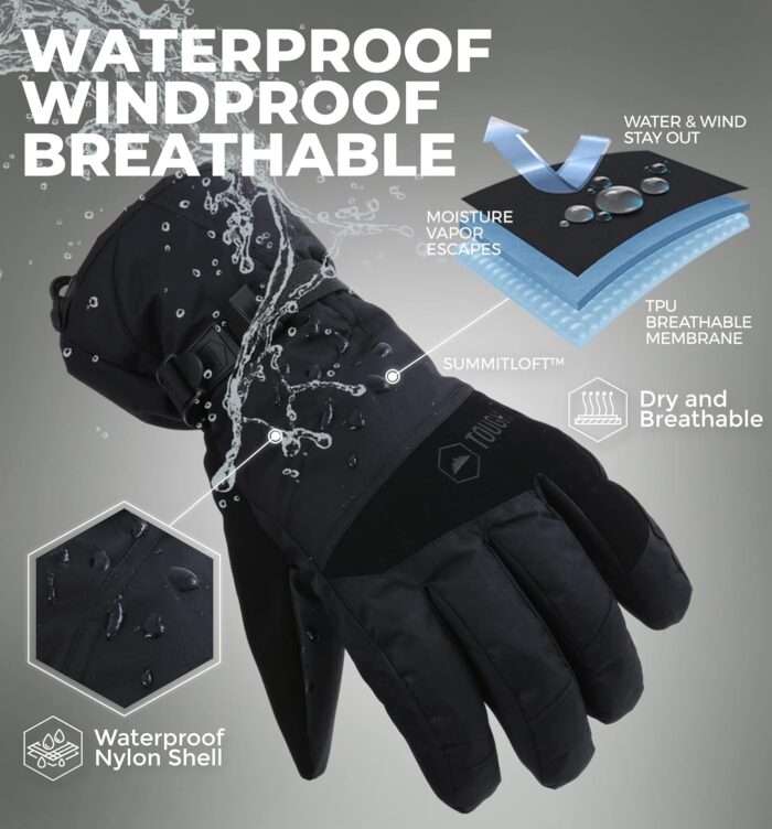 Tough Outdoors Snow Gloves - Men's & Women's Waterproof Winter & Snowboarding Gloves - Image 3