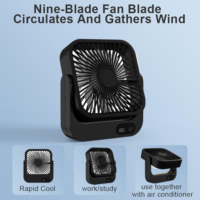 Magnetic Cruise Ship Approved Fan, 5000mAh Battery Operated Portable Fan with 5 Speeds, Magnetically Sticks on Cabin Ceilings and Walls, Cruise Essentials 2025 - Black - Image 5