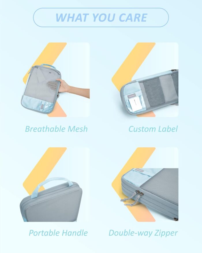 BAGSMART 6 Set Compression Packing Cubes - Lightweight Travel Essentials, Durable Luggage Organizer - Image 6