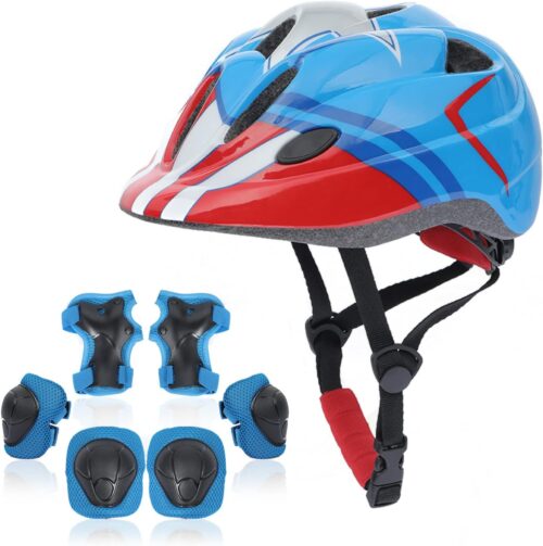 Kids Helmet Set, Toddler Helmet for Boys Girls Age 3-8 with Knee Elbow Pads Wrist Guards for Bike Skating Skateboard Cycling Scooter Rollerblading