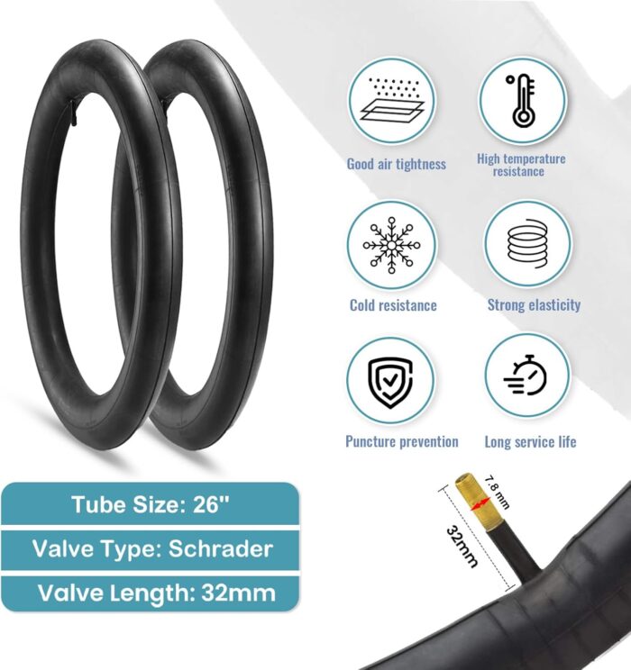 Hycline 2-Pack Mountain Bike Tires Set: 20/24/26/27.5-inch Folding Replacement Puncture-Resistant Bicycle Tires and Pair 20/24/26/27.5-inch Inner Tubes with Tire Levers for MTB Off-Road Bike - Image 5