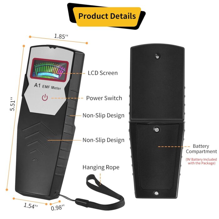 EMF Meter, Hand-held Digital LCD EMF Detector, Ghost Hunting Equipment Tester for Home, Office & Outdoor Inspections - Image 2