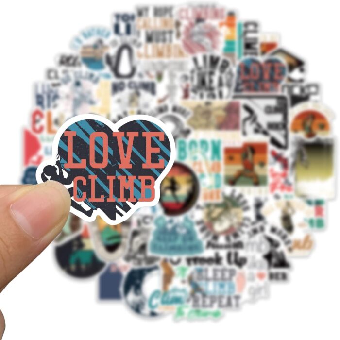 54 PCS Rock Climbing Stickers,Outdoor Extreme Sports Stickers for Water Bottles, Laptops, Suitcases,Skateboards,Car,Perfect Gifts for Climber,Adults,Teens and Kids - Image 3