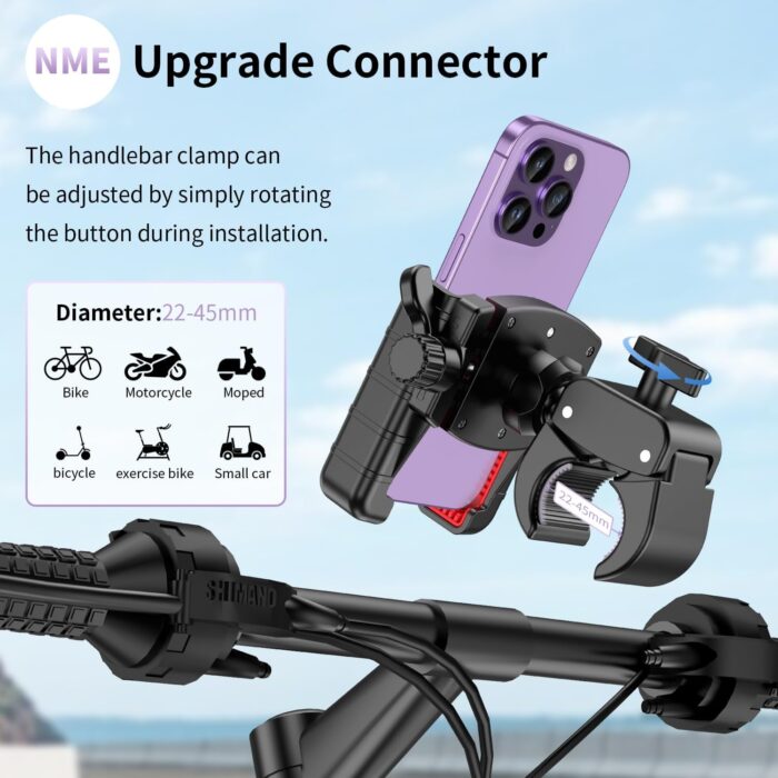 Bike Phone Mount Holder, [Camera Friendly] Motorcycle Phone Mount for Electric Scooter, Mountain, Dirt Bike and Motorcycle - 360° Rotate Suitable for iPhone & Android Smartphones from 4.5-7.0 inches - Image 7