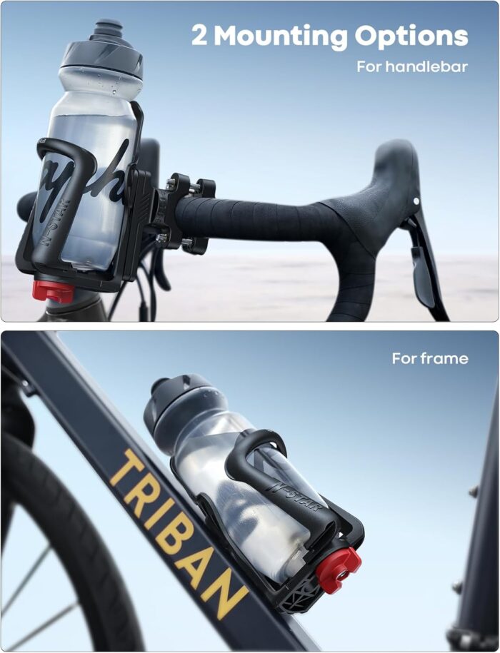 Lamicall Bike Water Bottle Holder - [for 2-2.75" Diameter Bottles] [for Handlebar & Frame] Motorcycle Cup Holder, Bicycle Drink Cage with Screw Tool, Fit Standard and Smaller Size Bottles - Image 3