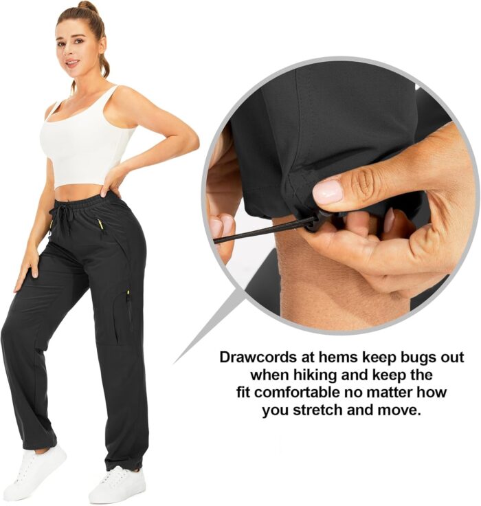 Womens Hiking Pants Quick Dry UPF 50 Lightweight Travel Golf Cargo Safari Pants Zipper Pockets - Image 4