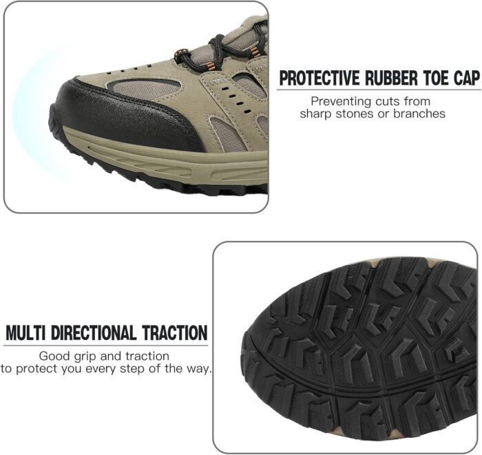 Kricely Men's Low Top Hiking Shoes Waterproof Suede Lightweight Anti Slip Trekking Shoes for Outdoor Trailing Camping Backpacking Running Walking - Image 2