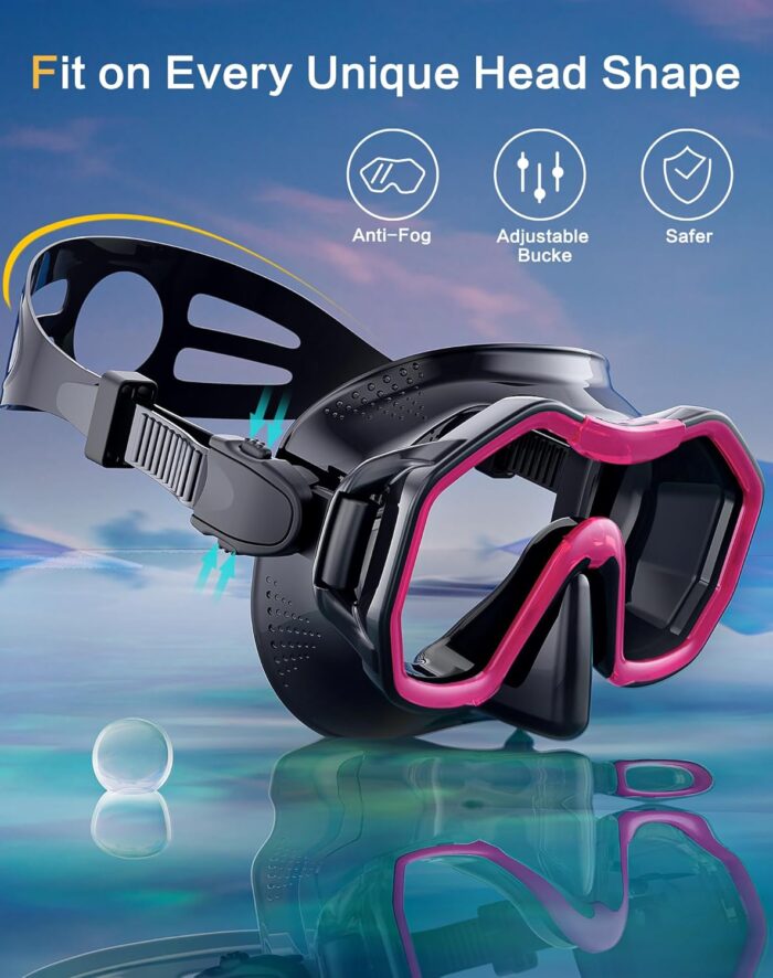Snorkeling Gear for Adults Kids, Dry-Top Snorkel Set, 180°Panoramic Wide View Diving Mask Breathing Freely Snorkel Mask for Snorkeling Scuba Diving Swimming Travel - Image 3