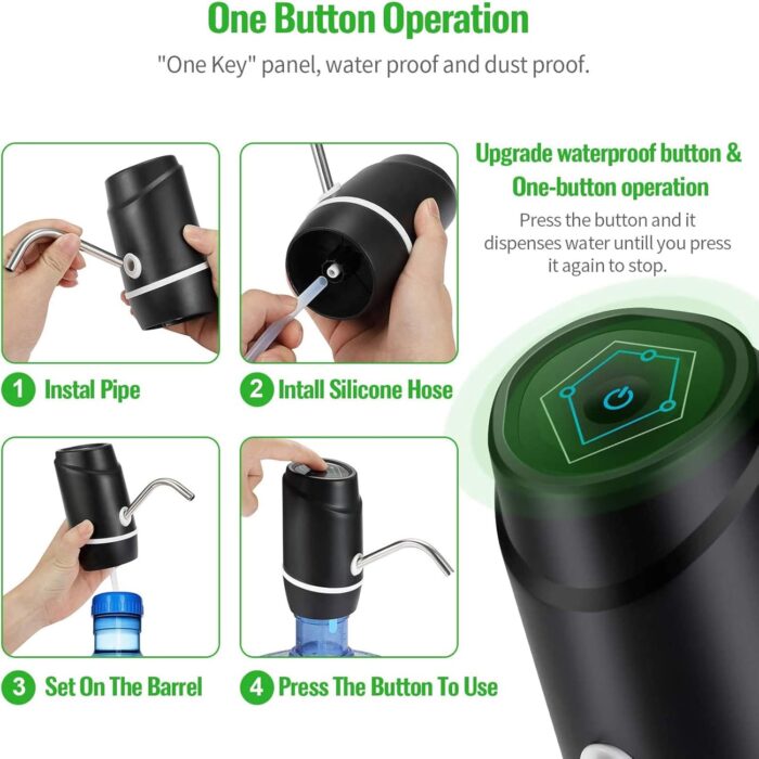 5 Gallon Electric Drinking Portable Water Dispenser, Universal USB Charging Water Bottle Pump For 2-5 Gallon With 2 Silicone - Image 2
