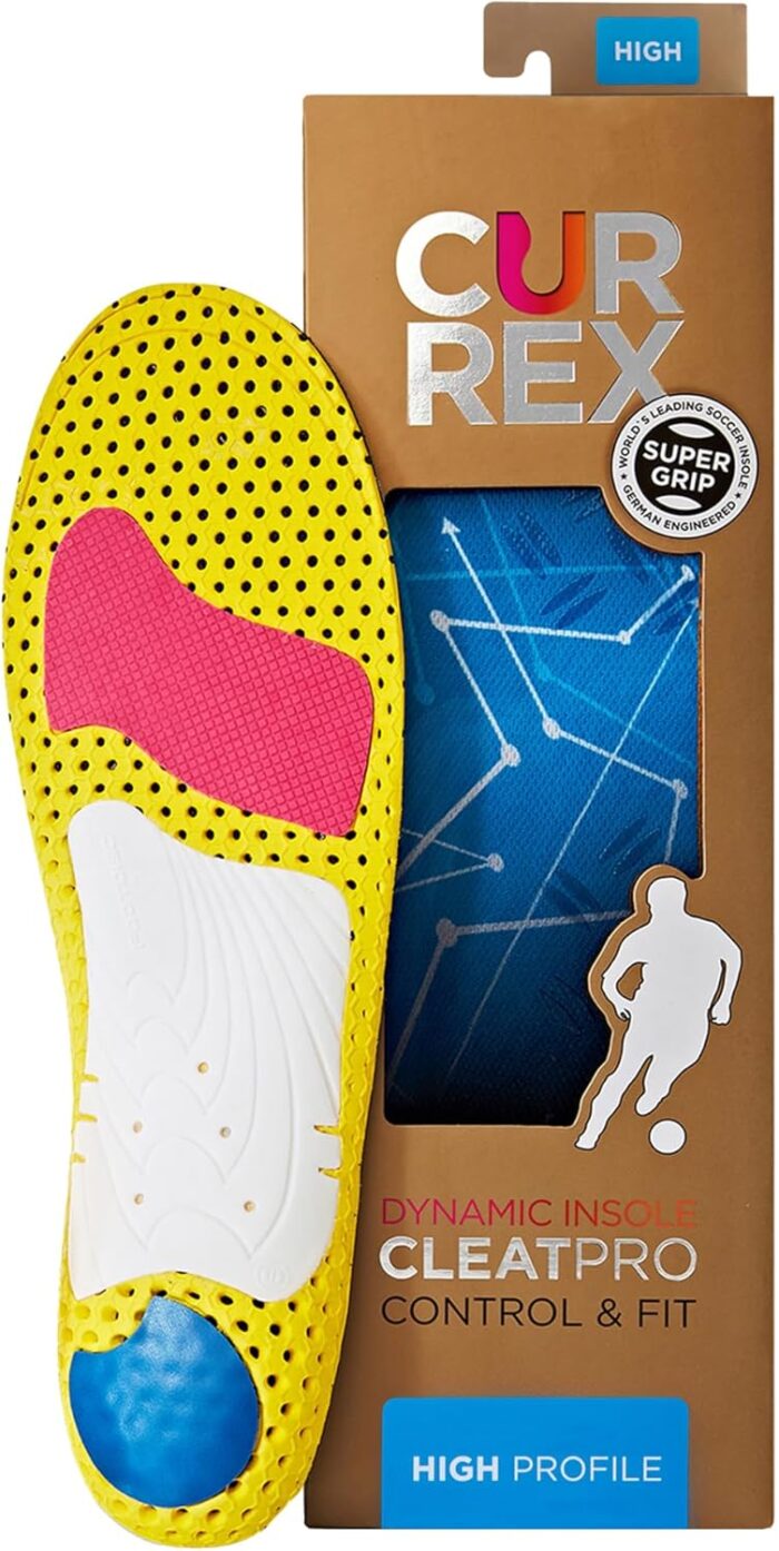 CURREX CleatPro Sport Insoles for Soccer Cleats, Football Cleats, & Field Sport Shoes – Stabilizing Inserts to Help Reduce Fatigue, Prevent Common Injuries – for Men, Women & Kids – High Arch, XS