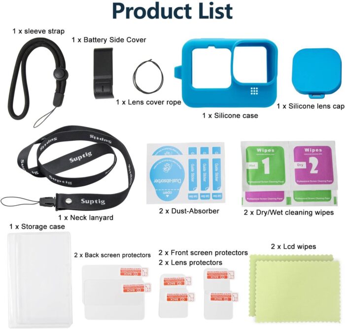 Suptig Protective Case, Silicone Case Compatible for GoPro Hero 12/11/10/9 Black (Blue), RSX-428 - Image 6