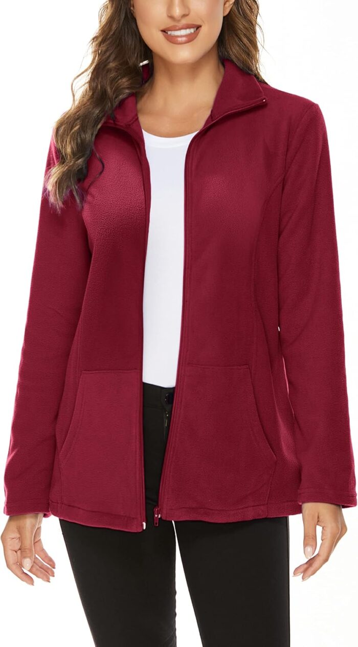 Hibelle Women's Outdoor Full-Zip Thermal Fleece Jacket with Pockets - Image 2