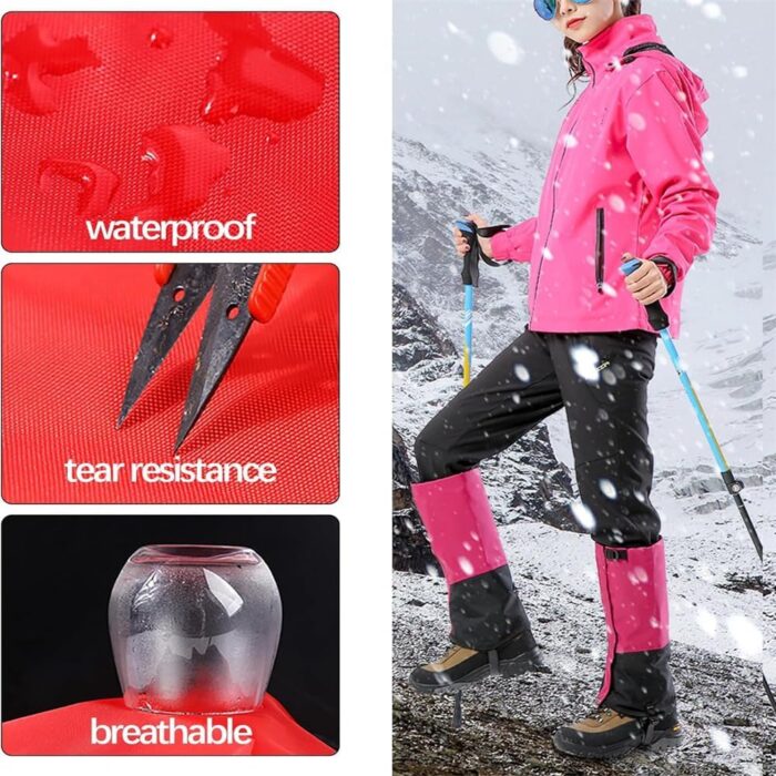 Leg Gaiters for Hiking Boots,900D Waterproof Hunting Hiking Gaiters Adjustable Snow Boot Gaiters for Climbing, Dirt-Proof Ripstop Shoe Gaiters for Men Women,Durable Snake Gaiters - Image 2