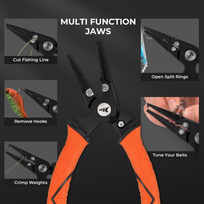 KastKing Paradox Fishing Tools Set, Stainless Steel 9" Bait Shears, 7.5" Angled Nose Pliers & 9" Fillet Knife with Non-Slip Grips and Protective Sheaths - Image 3