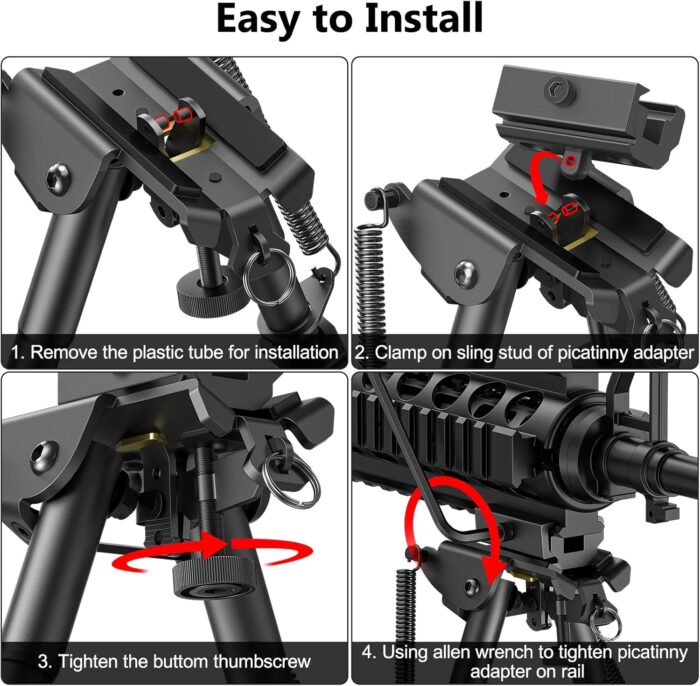 CVLIFE 6-9 Inches Picatinny Bipod Adjustable Spring Return with Picatinny Adapter - Image 5