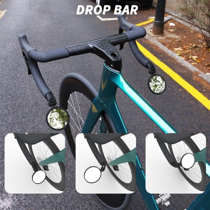 Bike Mirrors,Bike Bar End Mirror, HD Glass Convex Lens Bicycle Rearview Mirror, Safe Cycling Rearview Mirror, Easy to Install - Image 5