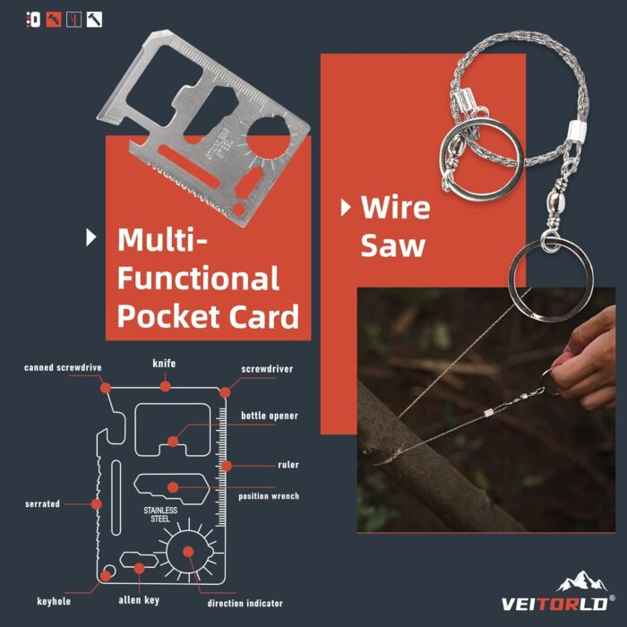 VEITORLD Gifts for Men Him Husband Dad Fathers Day - Survival Gear and Equipment 12 in 1, Survival Kits - Cool Fishing Hunting Camping Anniversary Birthday Gifts for Man Teen Boy Boyfriend Women - Image 6