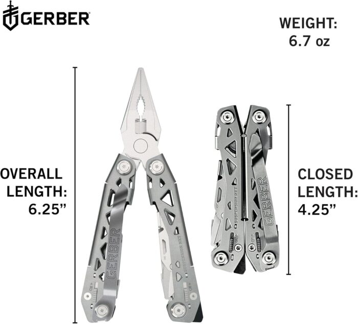 Gerber Gear Suspension-NXT 15-in-1 EDC Multi tool with Pocket Knife, Needle Nose Pliers and Wire Stripper Tools, Gifts for Men, Survival and Camping Gear, Stainless Steel - Image 6