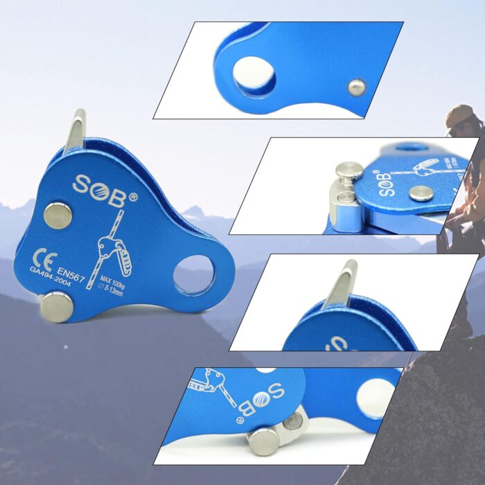 SOB Climbing Fall Protection Belay Device Ascender Protect Aluminum Magnesium Alloy Climbing Ascent Rope Grip Clamp for Mountaineering Rock Climbing Downhill Operations and Rescue - Image 4