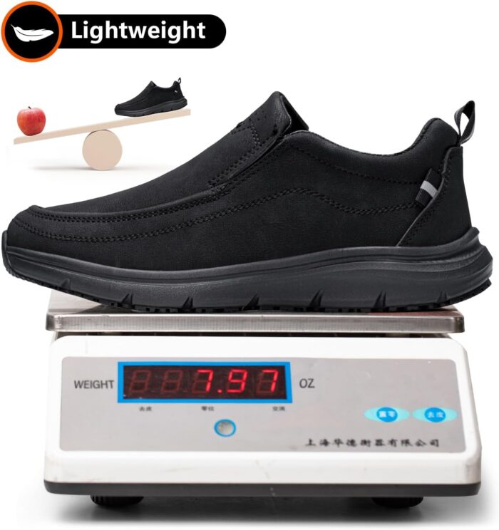 Non Slip Work Shoes for Men Women Waterproof Slip Resistant Chef Kitchen Restaurant Food Service Nursing Slip on Leather Loafers Lightweight Walking Sneakers - Image 7