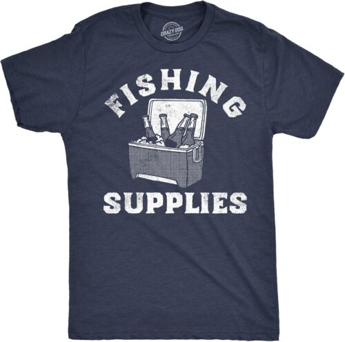 Mens Funny T Shirts Fishing Supplies Sarcastic Drinking Graphic Tee for Men