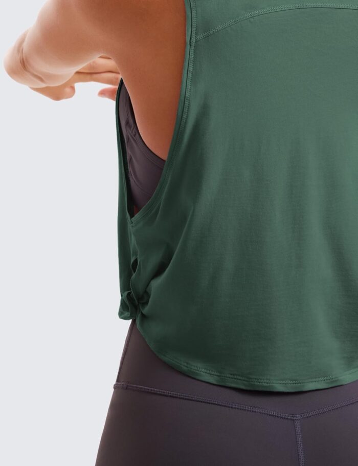 CRZ YOGA Pima Cotton Cropped Workout Tank Tops for Women - Sleeveless Sports Athletic Yoga Running Gym Crop Shirts - Image 6