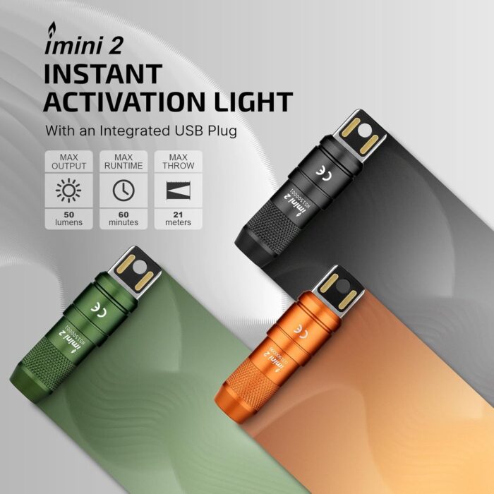OLIGHT IMINI 2 EDC Rechargeable Keychain Flashlight, 50 Lumens Compact and Portable Mini LED Keyring Lights with Built-in Battery Ideal for Everyday Carry and Emergencies (Black) - Image 2