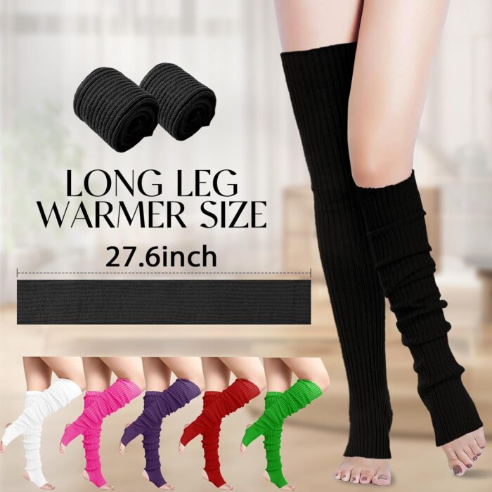 Buauty Leg Warmers 80s Party Ribbed Knit Outfits for Women Girls Fashion Y2k Winter Sports Neon Party Yoga Socks Accessories - Image 5