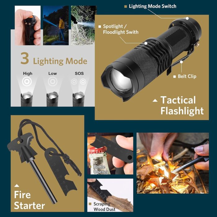 Survival Kits, Gifts for Christmas Men Dad Husband Him, 13 in 1 Survival Gear and Equipment Tactical Tools for Camping Hiking Hunting Outdoor Adventure, Cool Birthday Idea - Image 5