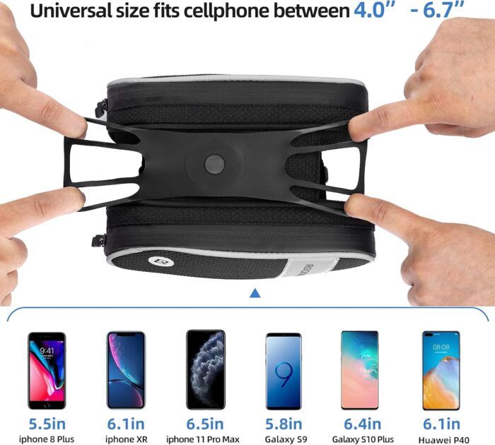 ROCKBROS Bike Front Frame Bag Top Tube Bike Phone Mount Bag Waterproof Bicycle Handlebar Cycling Accessories Pouch with 360° Rotation Phone Holder Fit Smartphone Below 6.7'' - Image 2