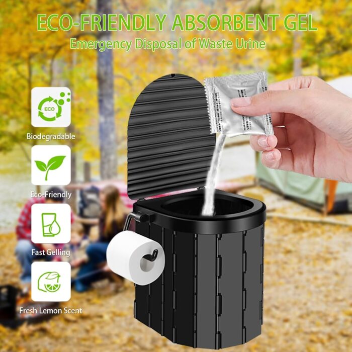 Portable Toilet Kit, Camping Toilet with Pop-Up Privacy Tent and Poo Gel Toilet Bags, Washable Portable Outdoor Showers Changing Rooms - Image 5