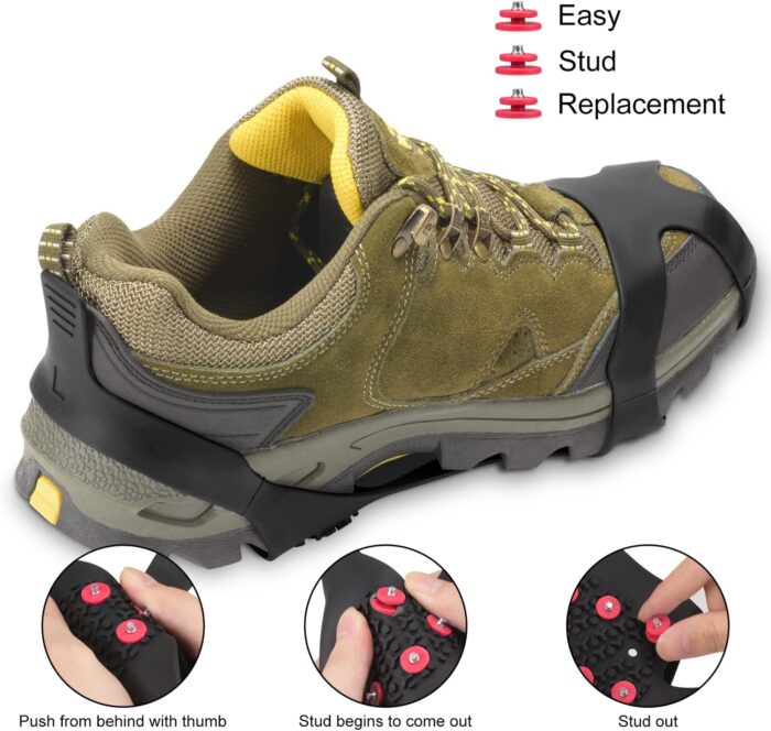 Ice Cleats, Ice Grippers Traction Cleats Shoes and Boots Rubber Snow Shoe Spikes Crampons with 10 Steel Studs Cleats Prevent Outdoor Activities from Wrestling - Image 5