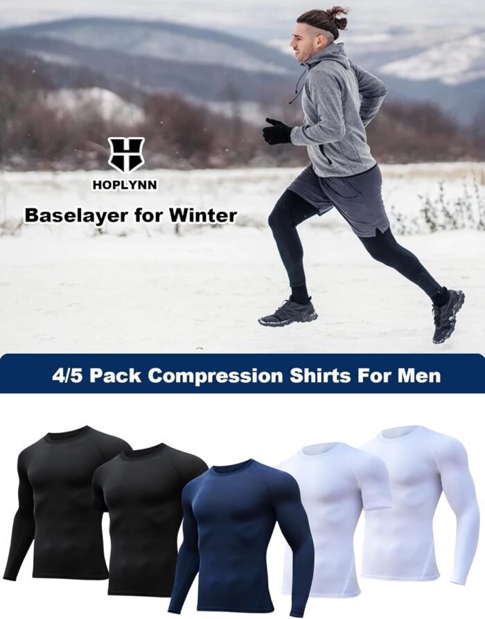 4/5 Pack Workout Compression Shirts Men Long/Short Sleeve Rash Guard Athletic Undershirt Gear T Shirt for Sports - Image 5