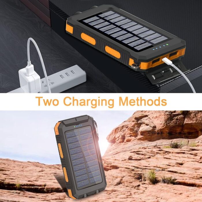 Solar Charger, 38800mAh Portable Type-C Solar Power Bank for All Cellphones, Waterproof Battery Pack, Outdoor External Backup Power Charger Three Outputs/LED Flashlights, Perfect for Camping Travel - Image 2