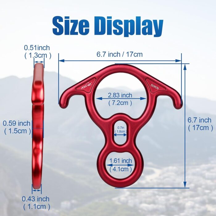 50KN Rescue Figure, 8 Descender Large Bent-Ear Belaying and Rappelling Gear Belay Device Climbing for Rock Climbing Peak Rescue 7075 Aluminum Alloy - Image 11