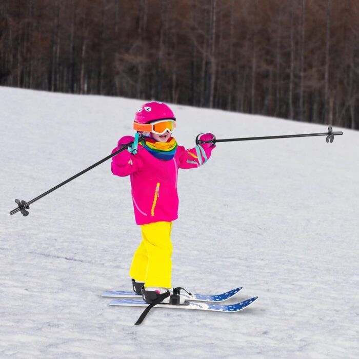 Ski Set Ski Boards Snowboard Winter Sport Ski Snow Board Beginner Snow Skis and Poles with Bindings Lightweight Sturdy and Safe Skiing Equipment Adjustable Buckle Bindings Capacity 110.23lbs (Blue) - Image 3