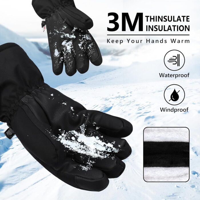 Ski Gloves, Warmest Waterproof and Breathable Snow Gloves for Cold Weather, Fits Both Men & Women,for Parent Child Kids Outdoor - Image 3