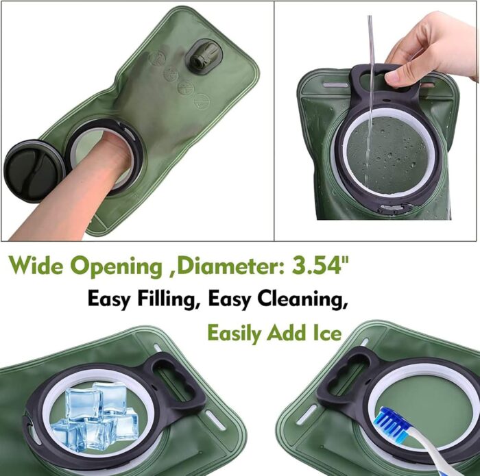 Hydration Bladder, 1.5-2-3L Water Bladder for Hiking Backpack, BPA-Free Leak Proof Water Reservoir Storage Bag, Water Pouch Hydration Pack for Camping Cycling Running - Image 5