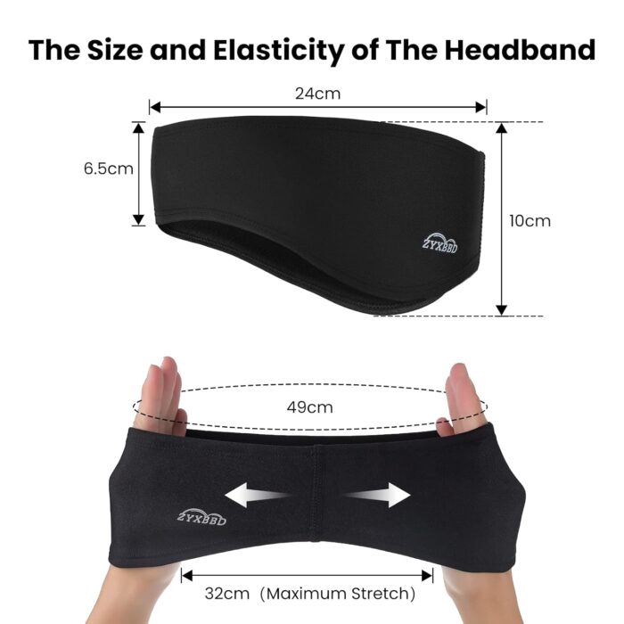 Ear Warmers for Women and Men-Fleece Winter Ear Warmer Headband Ear Muffs for Jogging Running Hiking Cycling Skiing (Black+Red) - Image 2